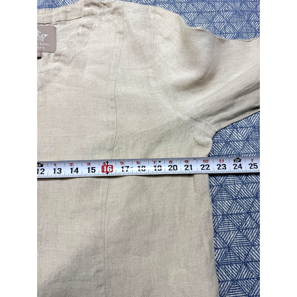 Crown Linen Designs Bella Bell Sleeve Top Large Flax Beige V-Neck Linen Tunic - Picture 6 of 12